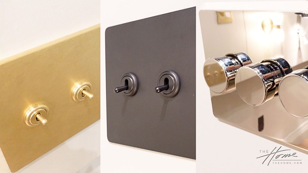 Corston lighting hardware light switches in bronze, polished nickel and antique brass displays